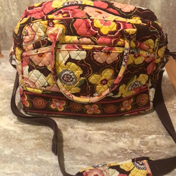 Vera Bradley Handbags - Vera Bradley Floral Quilted Bag - Brown, Yellow, Pink